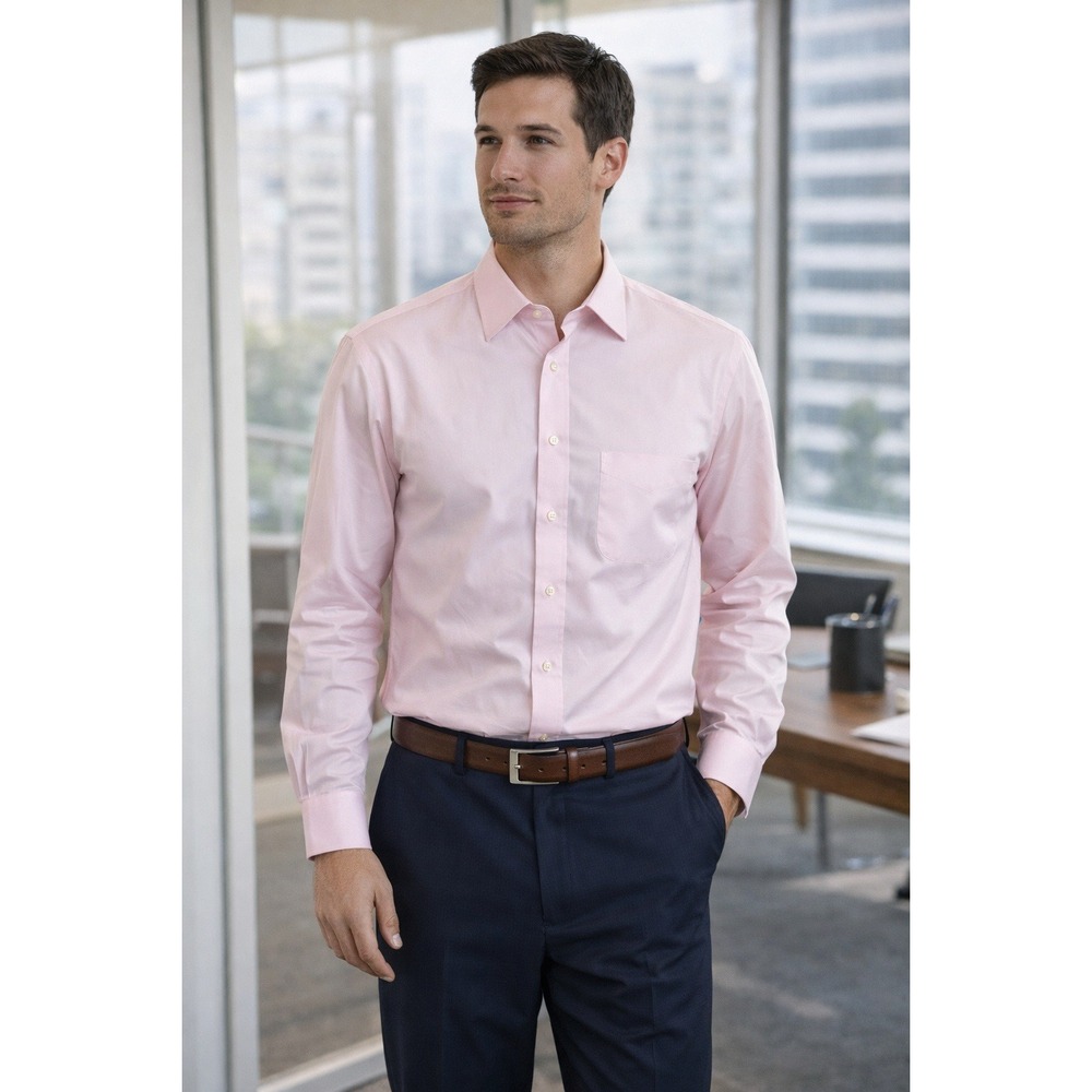 Brooks Brothers Slim Fit Non-Iron Pink Supima Cotton Dress Shirt 16.5 36 Mens